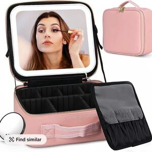 Pink Makeup Organizer with Mirror
